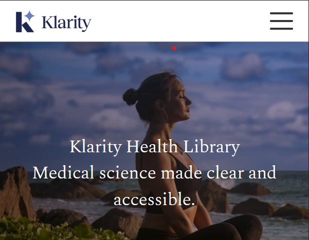 Snapshot of Klarity Health's homepage